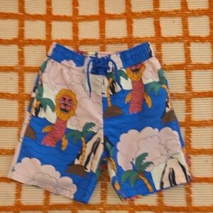 Mini Rodini Sea Monster print swim shorts made from 100% recycled Size 7-8